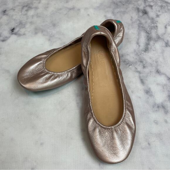 Tieks Rose Gold Foldable Leather Flats - Picture 2 of 10